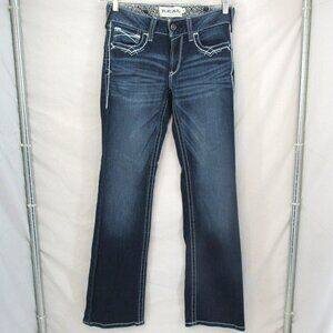Ariat Real Denim Women 28R Marine Mid Rise Bootcut Embroidered Pocket Blue Jeans